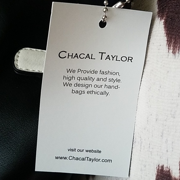 NWT Gorgeous Bl&Wht Chacal Taylor Studded Tote - Picture 8 of 10